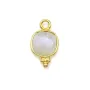 Breloque en Pierre de lune carrée facettée sur argent doré 7mm x 1pc