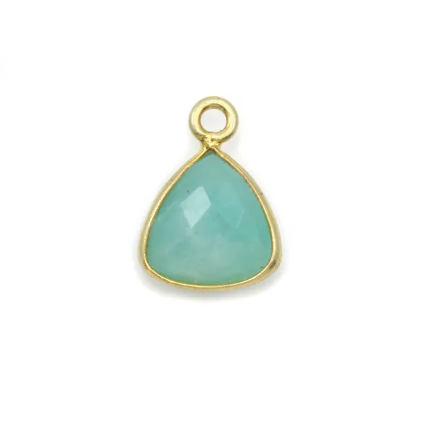 Amazonite triangle facettée sertie sur argent doré 9mm x 1pc