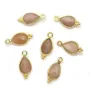 Sunstone charm on gold gilt faceted drop on silver gilt 7x15mm x 1pc 