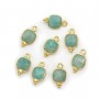 Square faceted on gold gilt Amazonite charm on turquoise and gold 7mm x 1pc