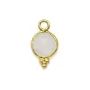 Breloque en Pierre de lune ronde facettée sur argent doré 7mm x 1pc