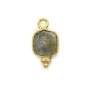 Breloque en Labradorite carrée facettée sur argent doré 7mm x 1pc