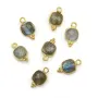Breloque en Labradorite carrée facettée sur argent doré 7mm x 1pc