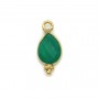 Breloque en Agate verte goutte facettée serti argent 925 doré à l'or fin 7x15mm x 1pc