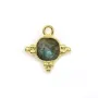 Breloque en Labradorite carrée facettée sur argent doré 7mm x 1pc