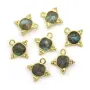 Breloque en Labradorite carrée facettée sur argent doré 7mm x 1pc
