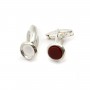 Bouton de manchette, en argent 925 pour cabochon rond plat de 10mm x 2pcs