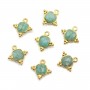 Breloque en Amazonite carrée facettée serti argent 925 doré à l'or fin 13mm x 1pc