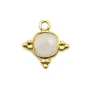Breloque en Pierre de lune carrée facettée serti argent 925 doré à l'or fin 13mm x 1pc