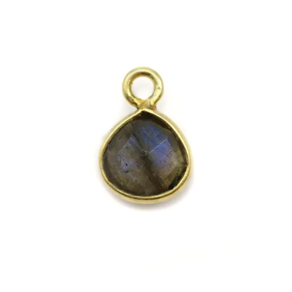 Labradorite Charme facetado sobre prata dourada 7x10mm x 1pc