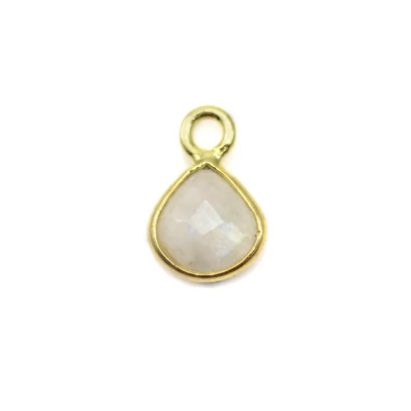 Breloque en amazonite carrée facettée sur argent doré 13mm x 1pc