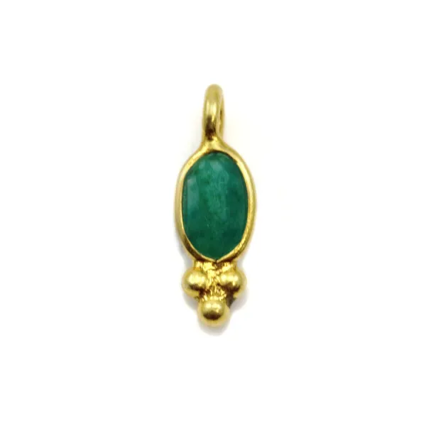 Breloque en Pierre de lune ovale sur argent doré 4x11mm x 2pcs