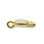 Breloque en Pierre de lune ovale sur argent doré 4x11mm x 2pcs