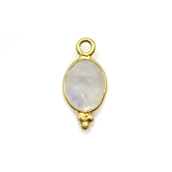 Breloque en Labradorite goutte facettée sur argent doré 7x15mm x 1pc