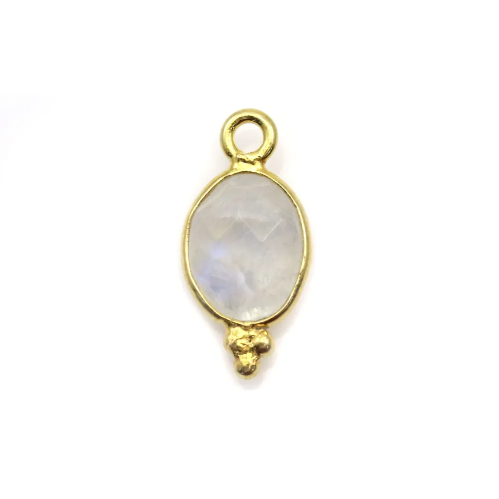 Breloque en Labradorite goutte facettée sur argent doré 7x15mm x 1pc