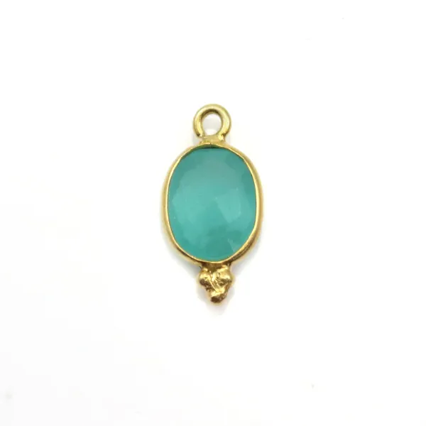 Breloque en amazonite carrée facettée sur argent doré 13mm x 1pc