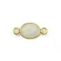 Intercalaire Pierre de lune ovale facettée serti argent 925 doré à l'or fin 7x15mm x1pc