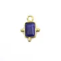 Breloque en Pierre traitée couleur saphir rectangle sur argent 925 doré à l'or fin 8x12mm x 1pc