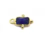 Breloque en Pierre traitée couleur saphir rectangle sur argent 925 doré à l'or fin 8x12mm x 1pc
