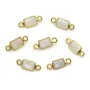 Intercalaire Pierre de lune rectangle facettée serti argent 925 doré à l'or fin 5x13mm x1pc