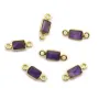 Intercalaire Améthyste rectangle facettée serti argent 925 doré à l'or fin 5x13mm x1pc
