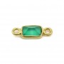 Intercalaire Agate verte rectangle facettée serti argent 925 doré à l'or fin 5x13mm x1pc