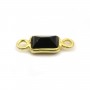 Intercalaire Onyx rectangle facettée serti argent 925 doré à l'or fin 5x13mm x1pc