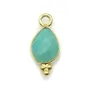 Breloque en Amazonite goutte facettée serti argent 925 doré à l'or fin 7x15mm x 1pc
