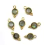 Breloque en Labradorite ronde facettée serti argent 925 doré à l'or fin 7x13mm x 1pc