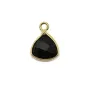 Agate noire triangle facettée sertie sur argent doré 9mm x 1pc