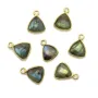 Labradorite triangle facettée sertie sur argent doré 9mm x 1pc