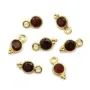 Breloque en Grenat ronde facettée serti argent 925 doré à l'or fin 5mm x 2pcs