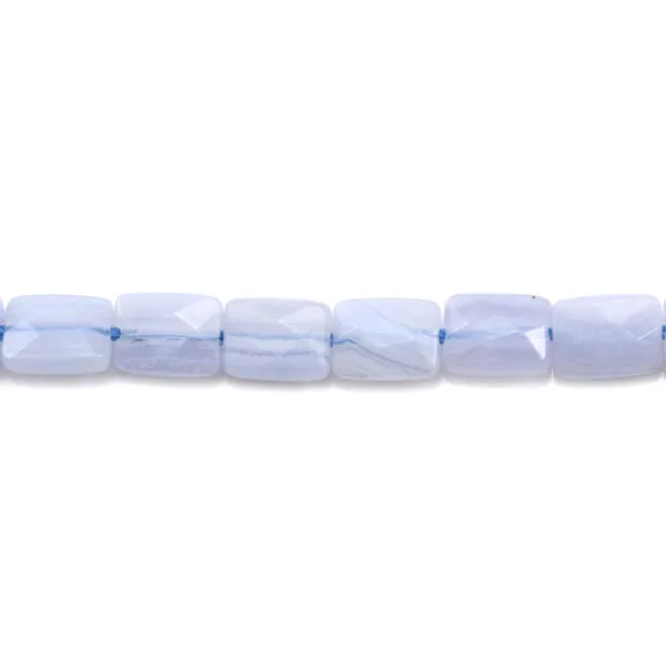Calcédoine rectangle facette 8.5x6mm x 40cm