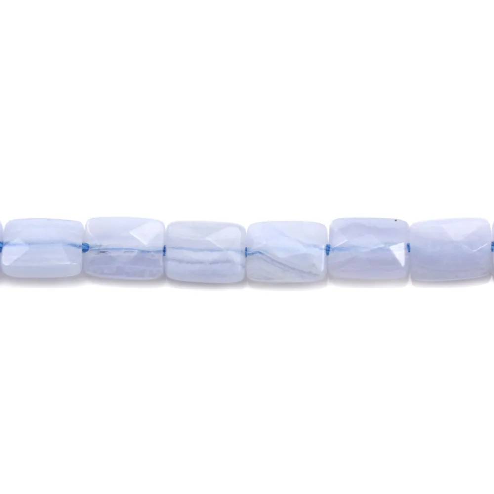 Calcédoine rectangle facette 8.5x6mm x 40cm