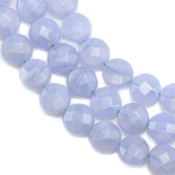 Blue chalcedony faceted rectangle 8.5x6mm x 40cm