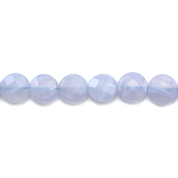 Blue chalcedony faceted rectangle 8.5x6mm x 40cm