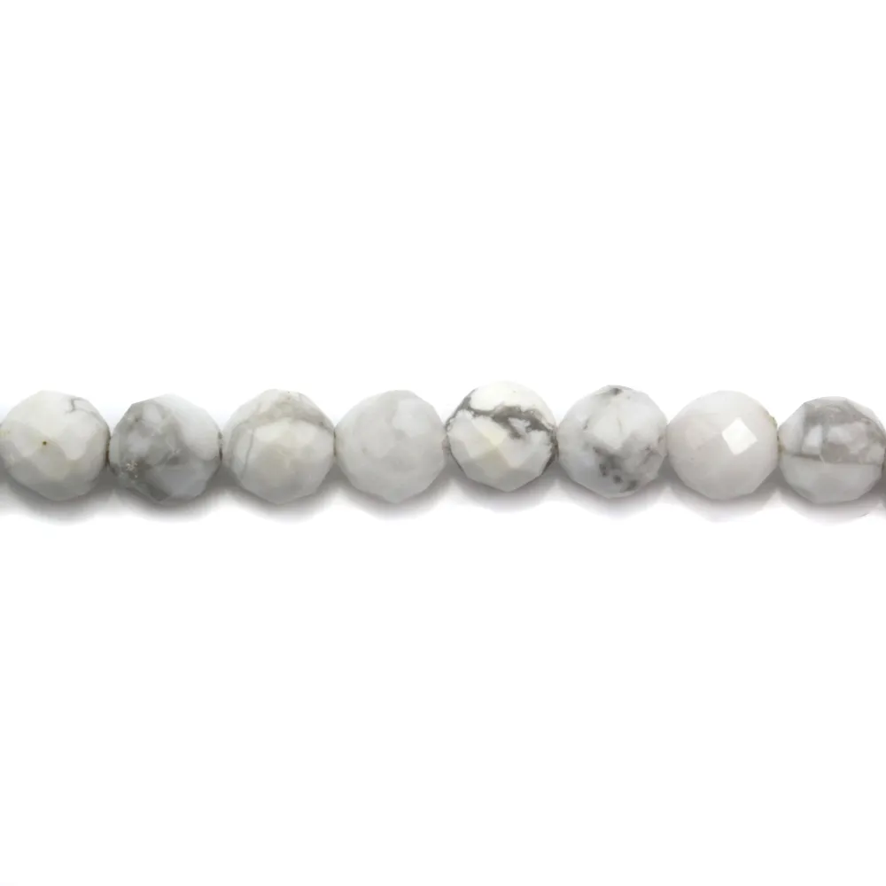 White Holite Round facette 3mm X40 CM