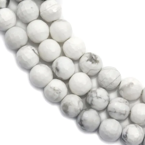 Howlite bianca rotonda sfaccettata 6 mm x 38 cm