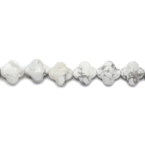 Howlite trèfle facette 13mm x 2pcs
