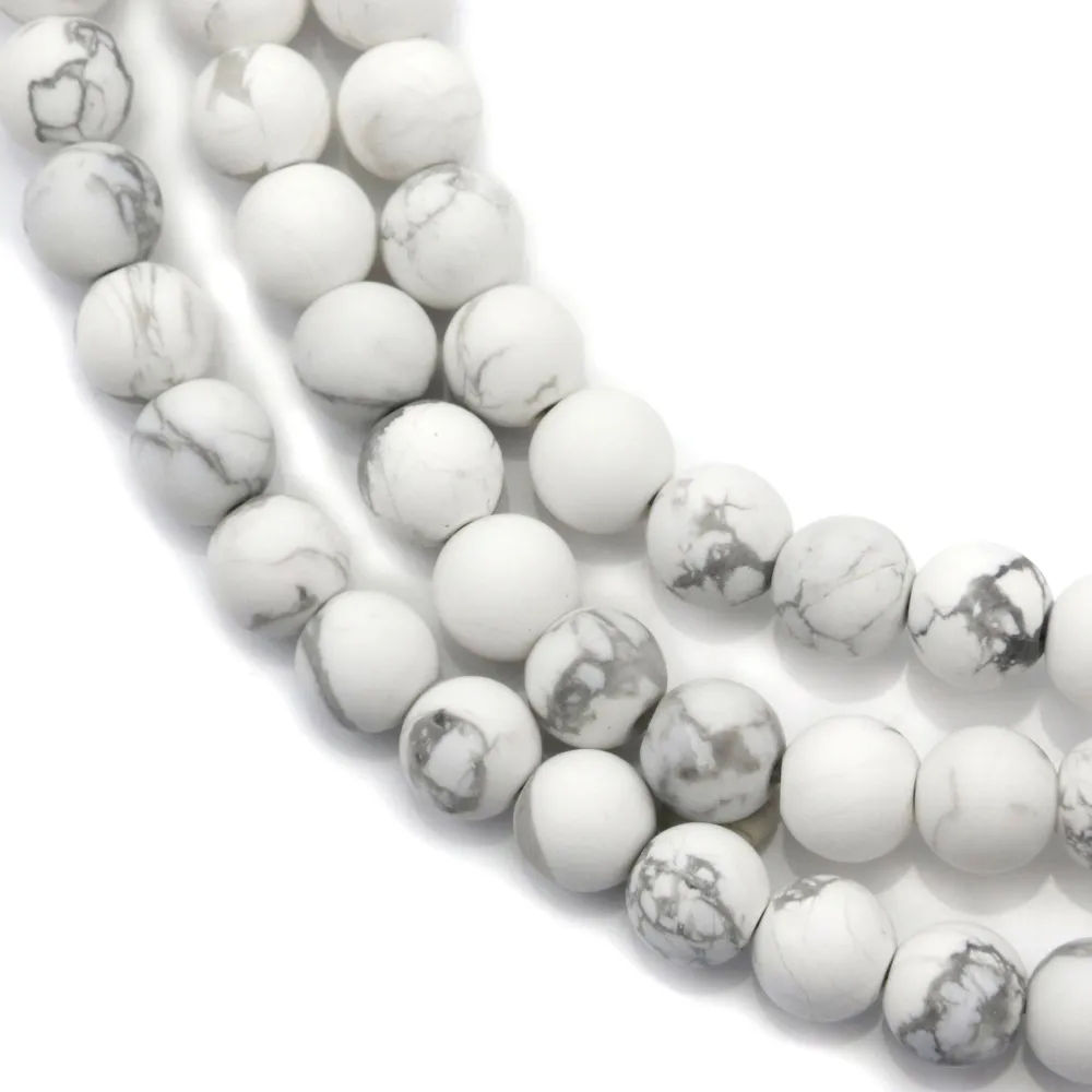 Howlite blanche matte ronde 6mm x 40cm