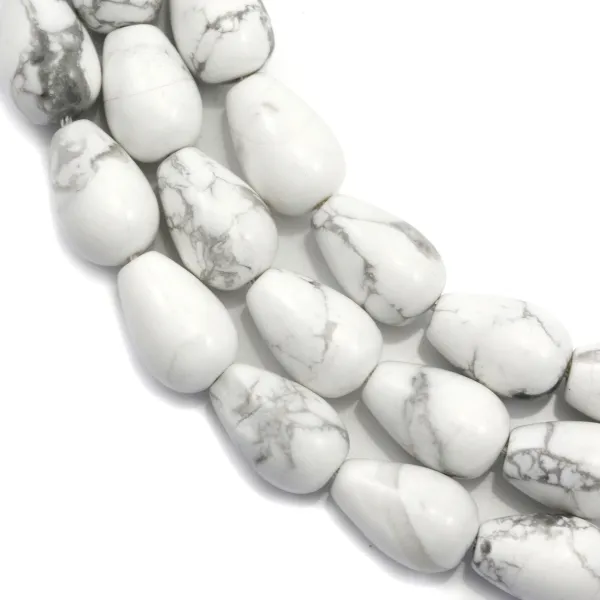 Howlite, forma de gota redonda lisa, 8x12mm x 40cm