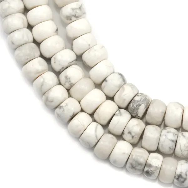 Howlite blanche, en forme de rondelle, 4x6mm x 40cm