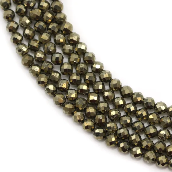 Pyrite Faceted Round 3mm x 40cm 