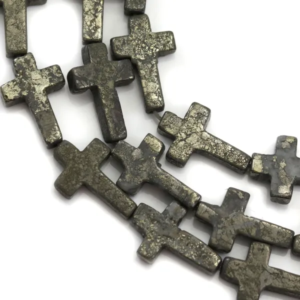 Pyrite croix 10x15mm x 40cm 