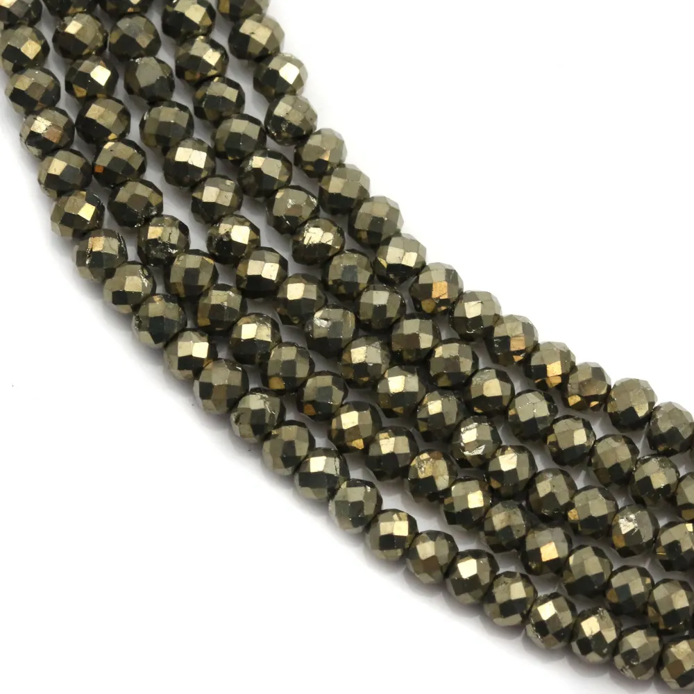 Pyrite rondelle facette 2x3mm x 38cm