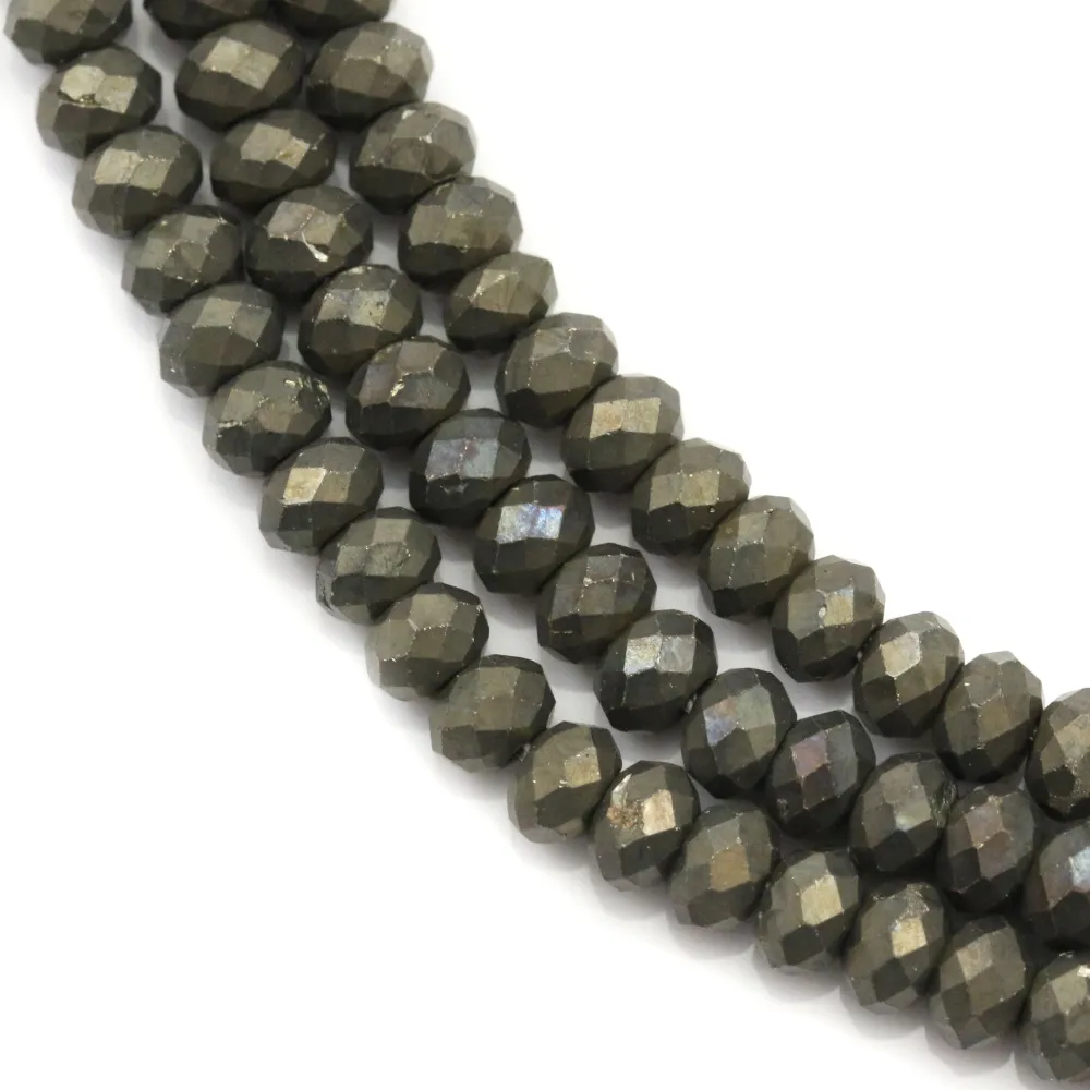 Pyrite rondelle facette 2.5x4mm x 40cm
