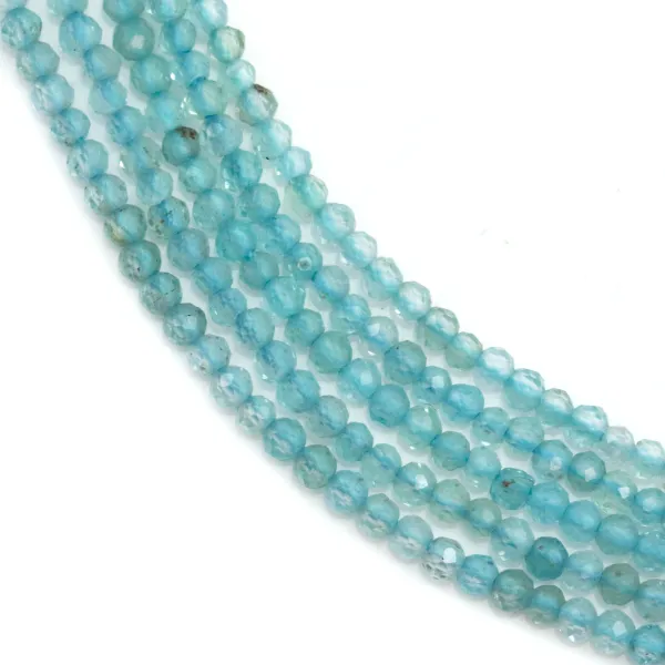 Apatite bleu clair ronde facetté 2mm x 39cm
