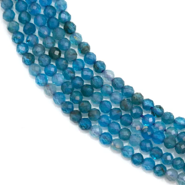 Apatite de couleur bleu et de forme ronde facette, 2mm x 40cm