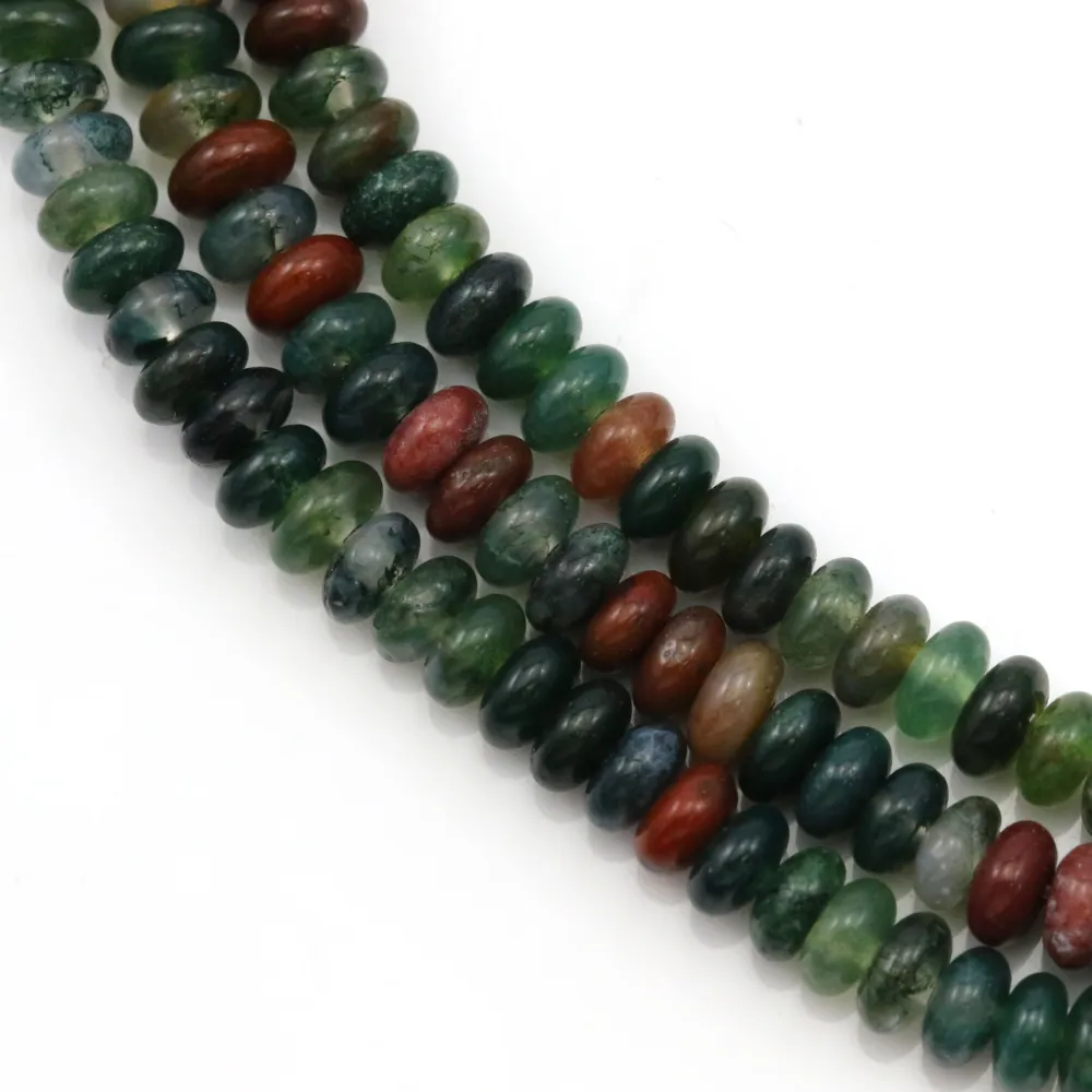 Agate mousse, en forme de rondelle , 2.5x4.5mm x 39cm