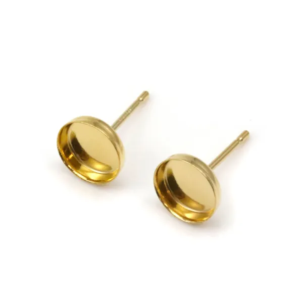 Clous d'oreilles sertis pour cabochon 6mm x2pcs